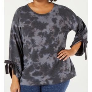 Ideology tie dyed side tie top in charcoal. NWT